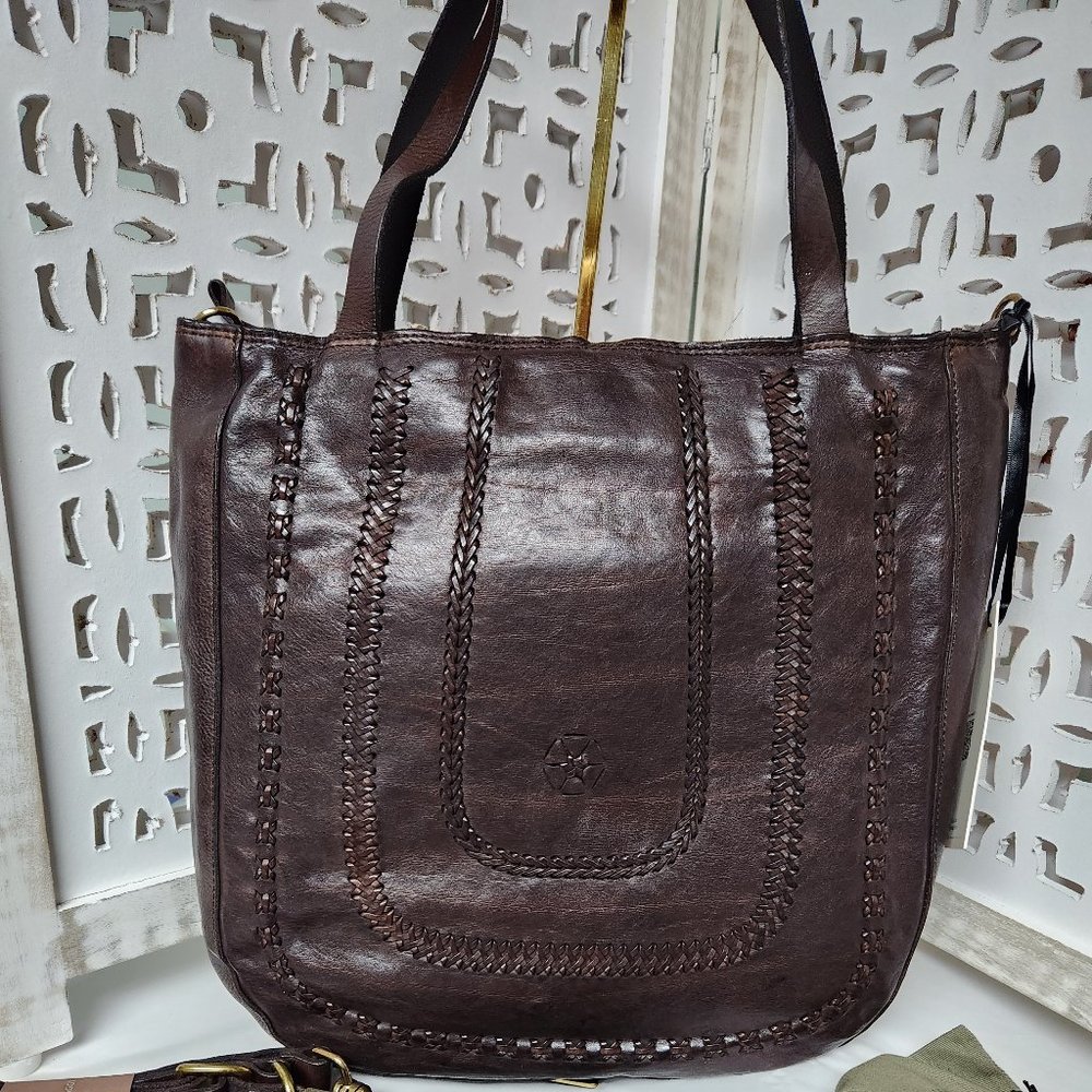 New Large Infiltura Campomaggi Shoulder Bag Whipstitch Detailing Dk Brown